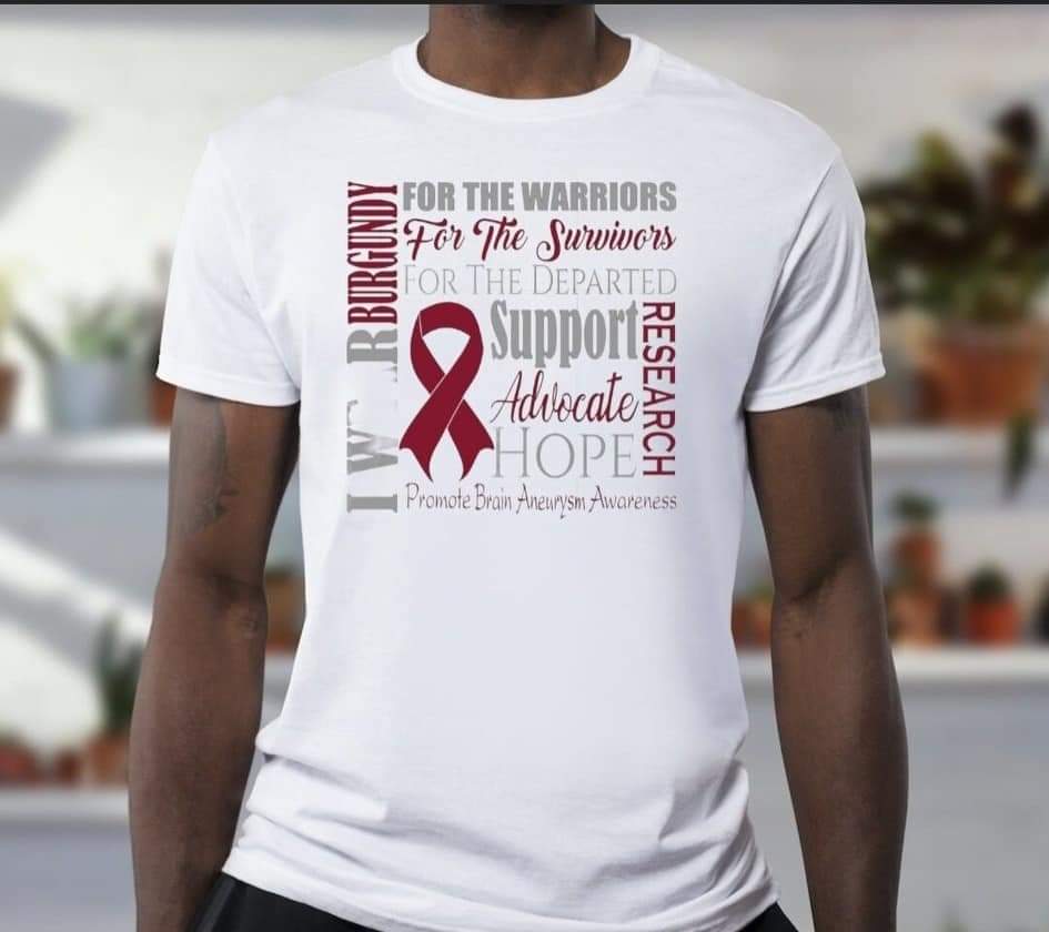 Brain Aneurysm Awareness T-shirt - Benefits Charity