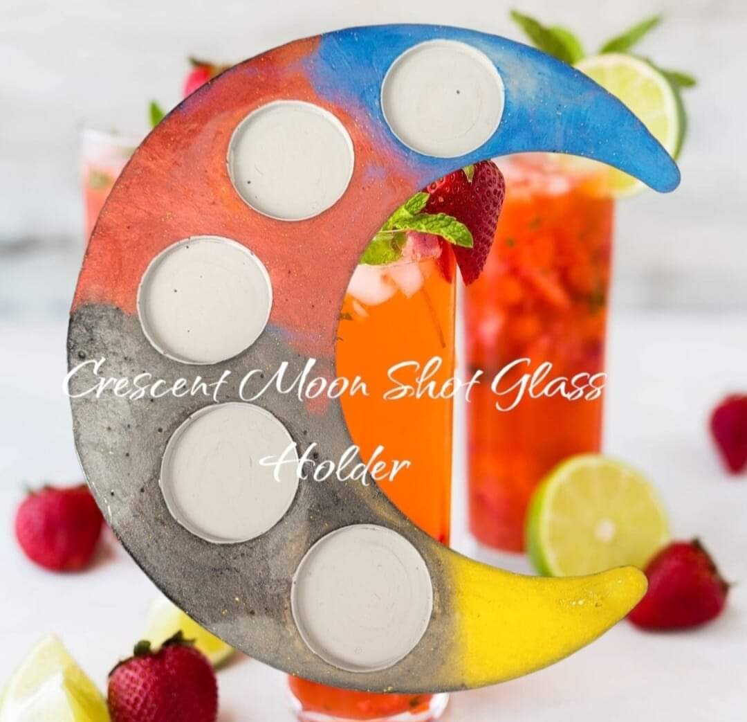 Crescent Moon Shot Glass Holder or Tealight Holder