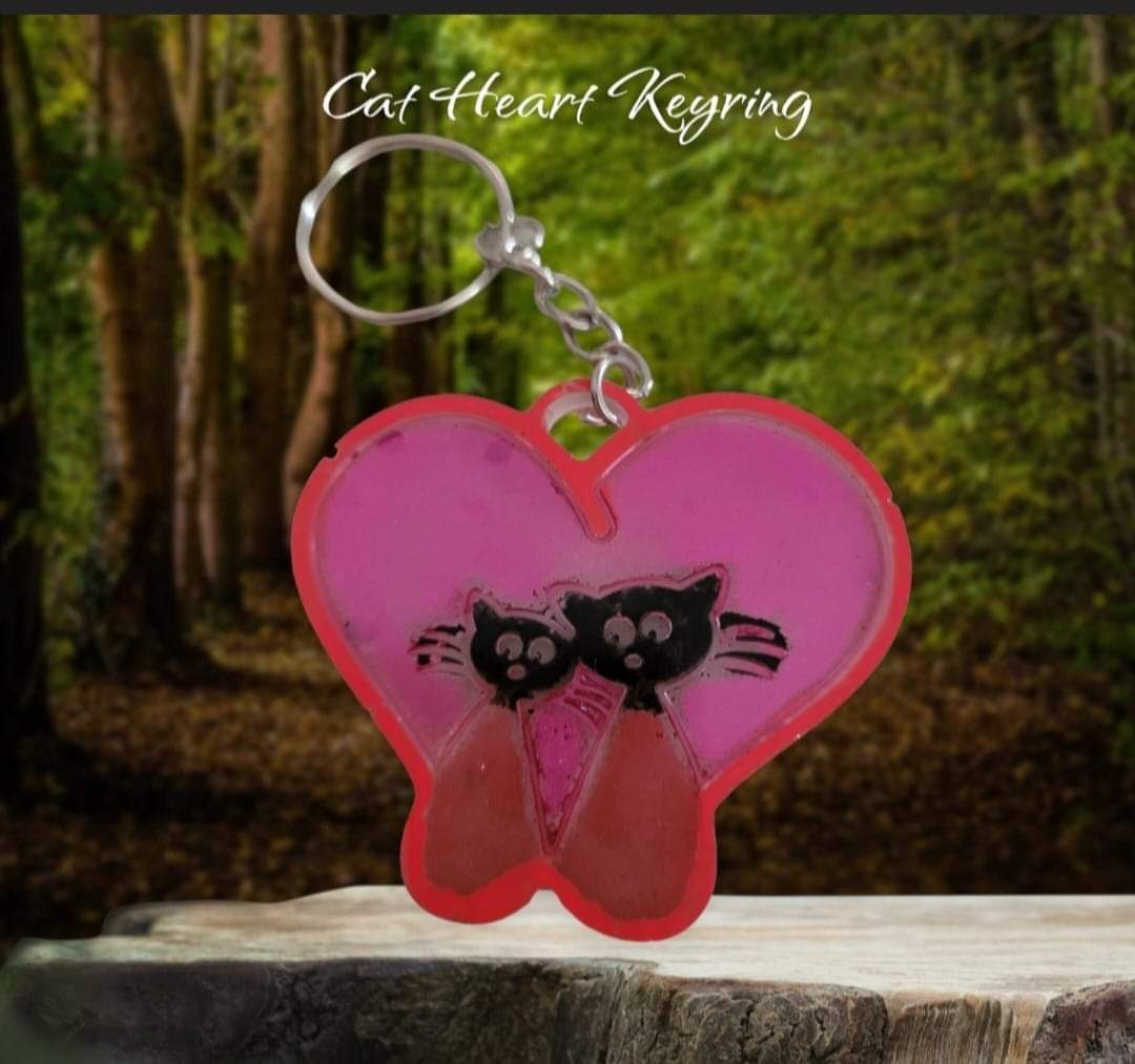 Cat Heart Keyring