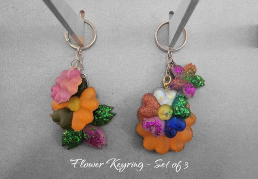 Flower Keyrings - Set of 3