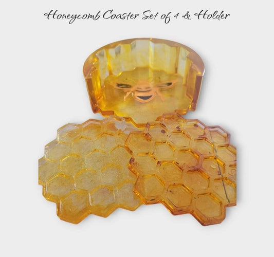 Honeycombe Coaster Set & Holder