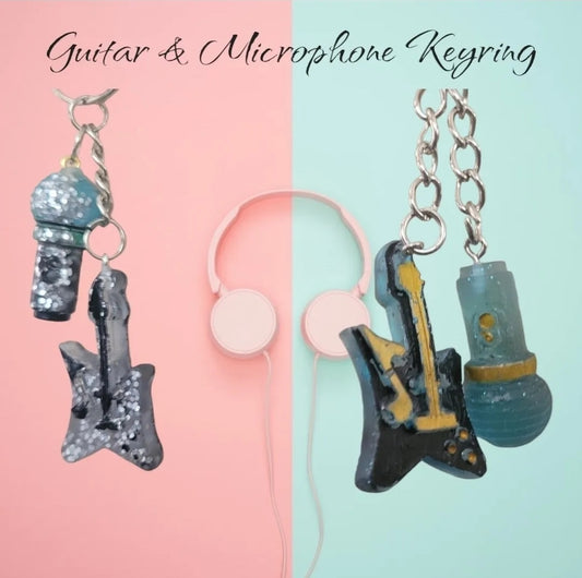 Guitar & Microphone Keyring